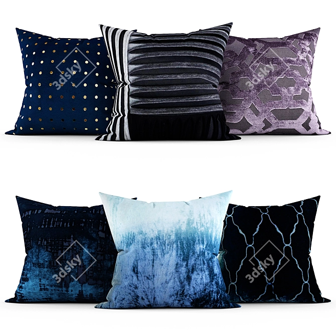 Elegant Embroidered Throw Pillows 3D model image 1