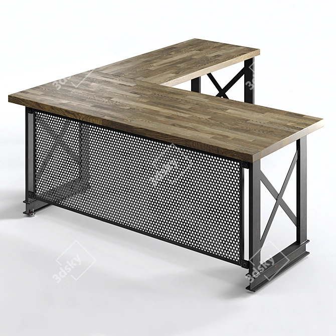 Industrial-Inspired Carruca Desk: Stylish and Spacious 3D model image 1