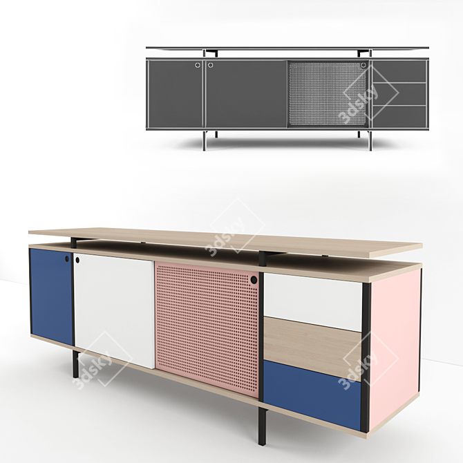 Modulo Contemporary Sideboard: Stylish and Functional 3D model image 2