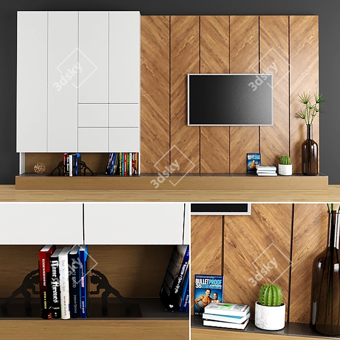 Modern TV Wall Decor 3D model image 1