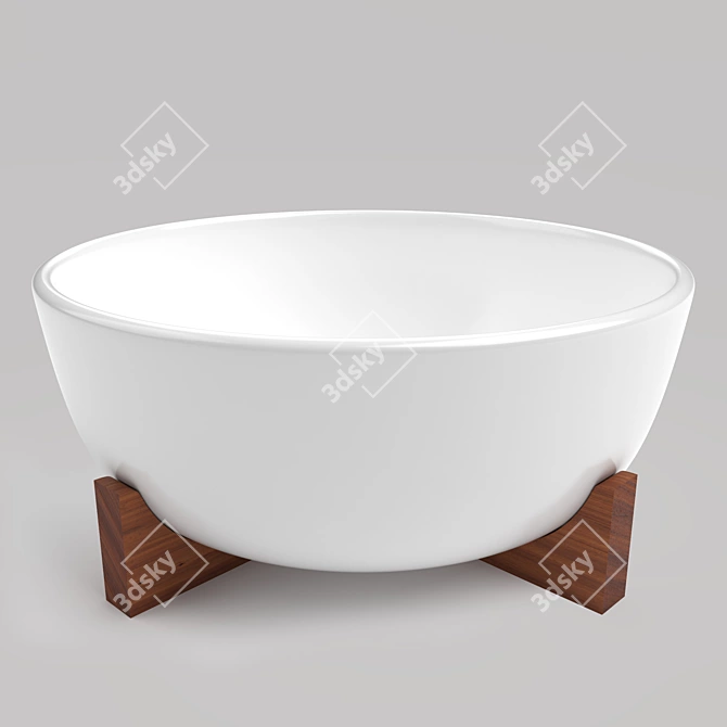 Stylish Stoneware Serving Bowl Set 3D model image 1