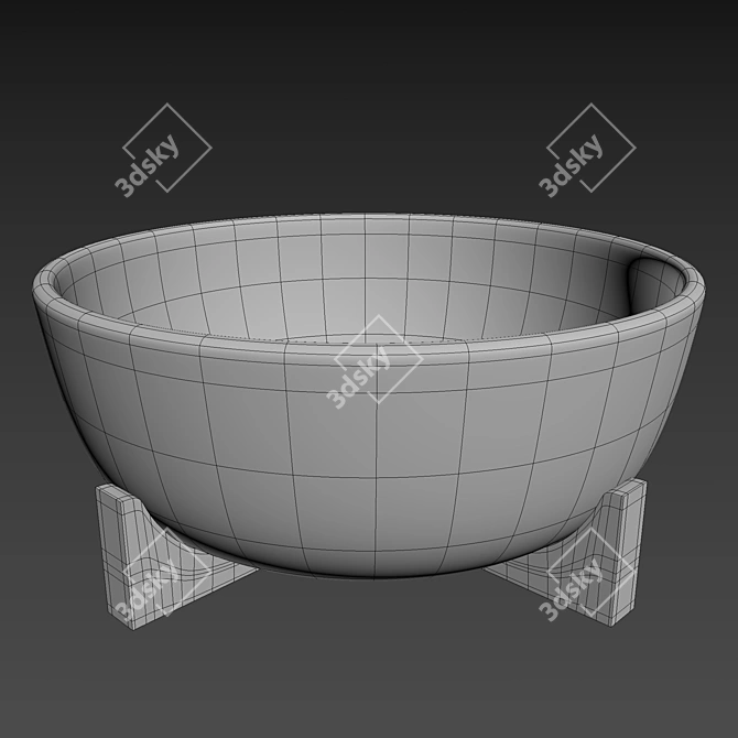 Stylish Stoneware Serving Bowl Set 3D model image 2