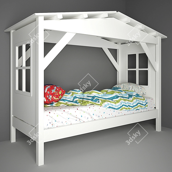 Timeo Kids Cabin Bed | Playhouse Bed 3D model image 1