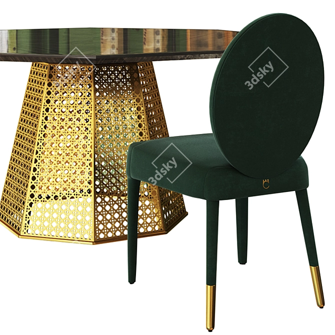 Elegant Vienna Lobby Table and Sofia Chair Set 3D model image 2