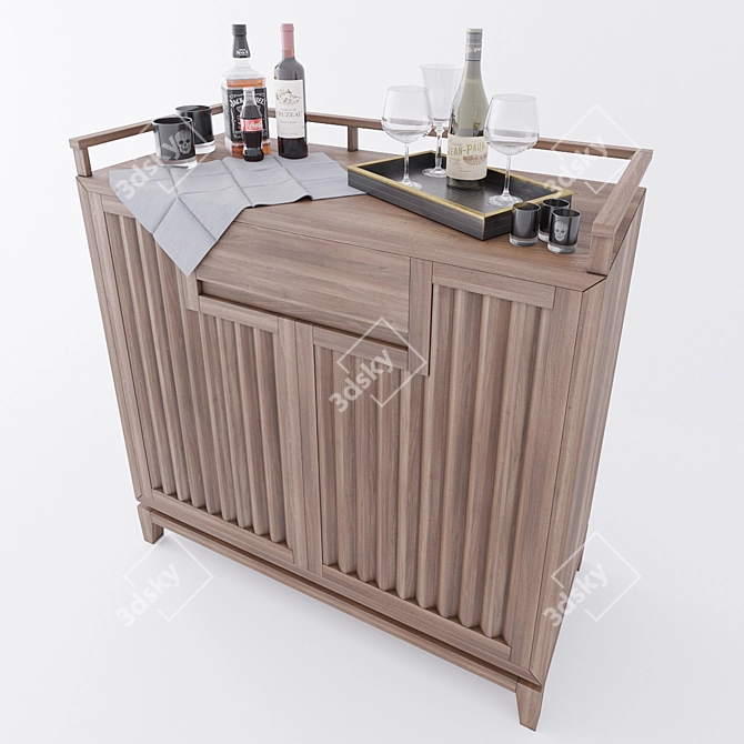 VIP Waiter Station: Tray, Whisky, Wine 3D model image 1