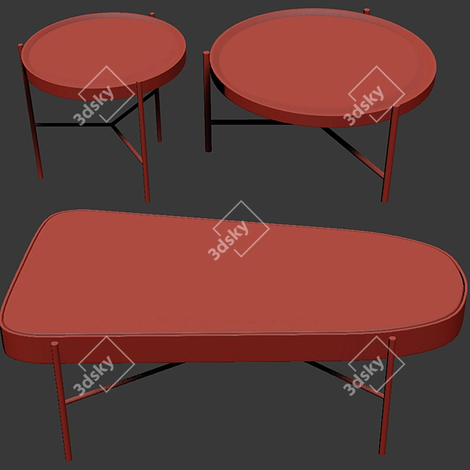 Sleek Modern Table Set 3D model image 2