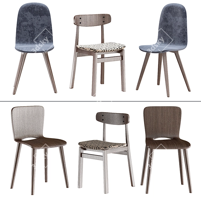 Versatile Seating Collection: 3 Distinct Chairs 3D model image 1