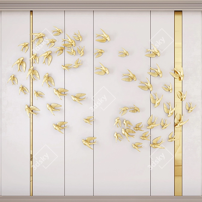 Gulls Decorative Panel 7: Versatile Wall Piece 3D model image 1