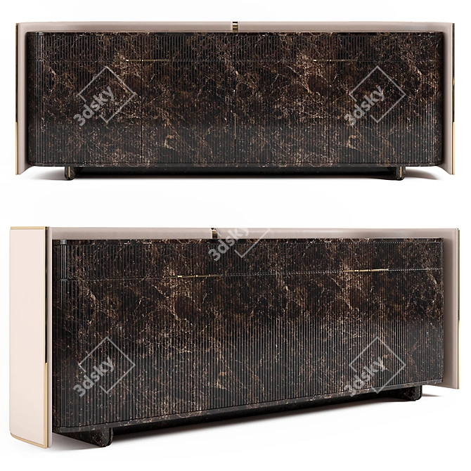 Eclipse Leather-Clad Wood Sideboard 3D model image 1