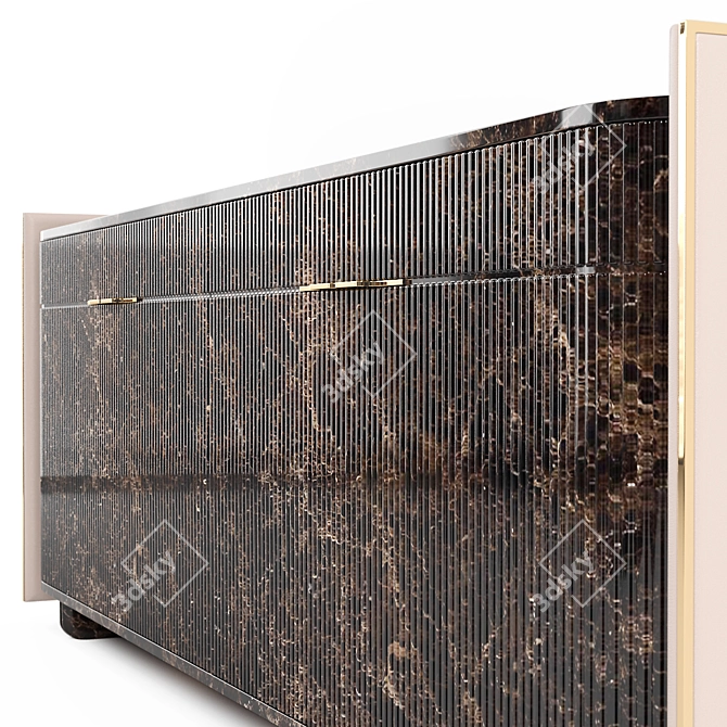 Eclipse Leather-Clad Wood Sideboard 3D model image 2