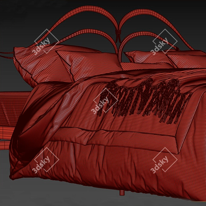Sleek Francelina Bed & Marien Bedside Table 3D model image 2