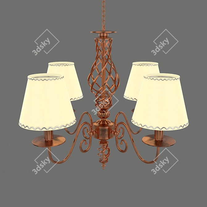 Copper Glow Chandelier - Elegant Ceiling Lighting 3D model image 1