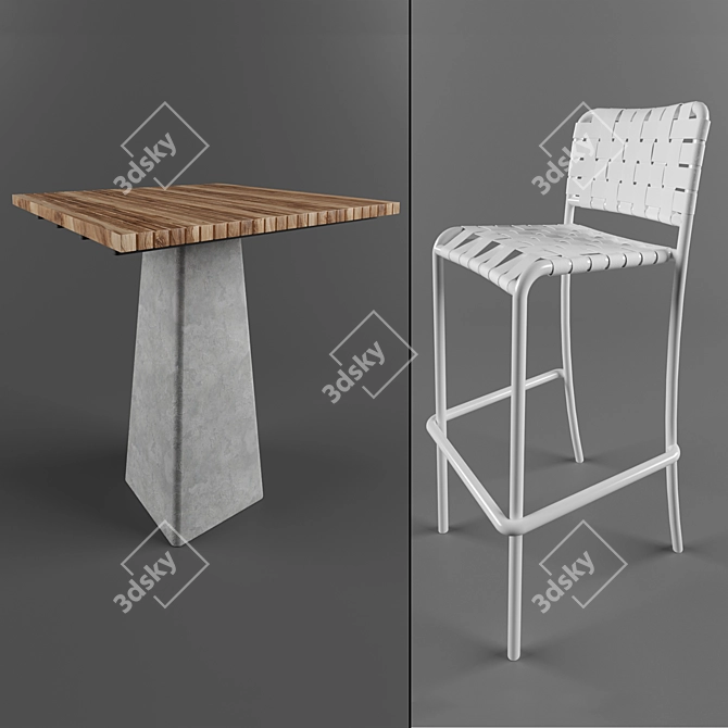 Outdoor Garden Bar Stool Set 3D model image 2