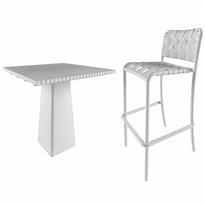 Outdoor Garden Bar Stool Set 3D model image 3