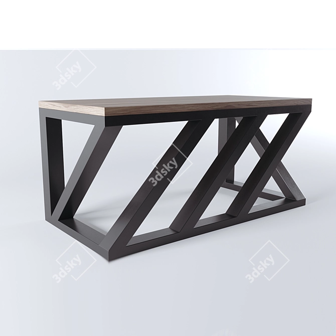 Industrial Metal and Wood Office Desk 3D model image 2