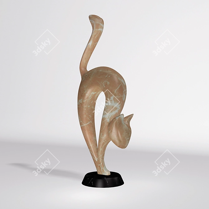 Elegant Cat Figurine 3D model image 1