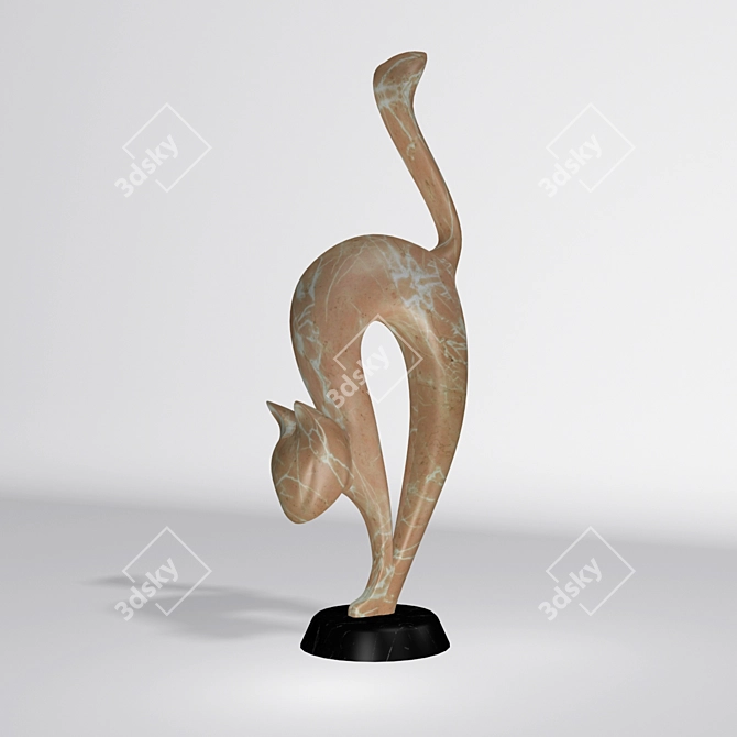 Elegant Cat Figurine 3D model image 2