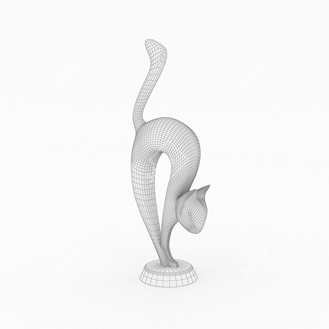 Elegant Cat Figurine 3D model image 3