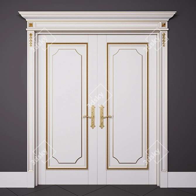 Modern Double Interior Doors 3D model image 1