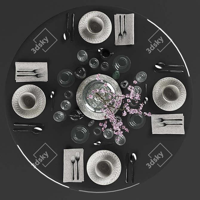 Elegant Table Setting Decor 3D model image 2