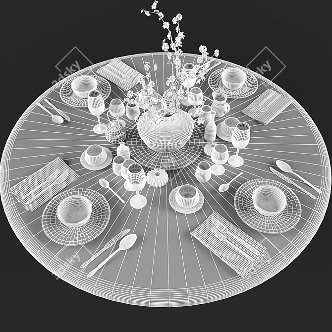 Elegant Table Setting Decor 3D model image 3