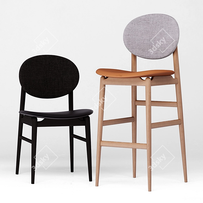 Modern Ariake Outline Chair & Barstool 3D model image 1