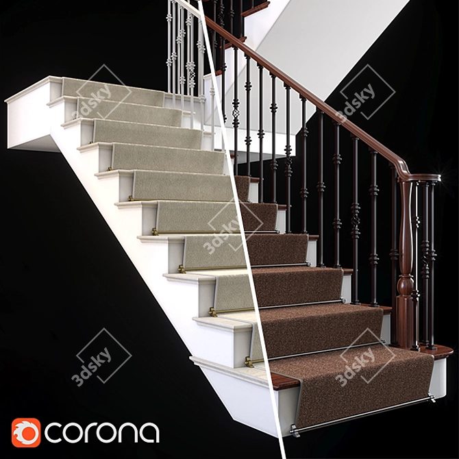 Sleek Steel Staircase - Modern Elegance 3D model image 1