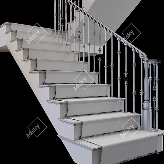 Sleek Steel Staircase - Modern Elegance 3D model image 3