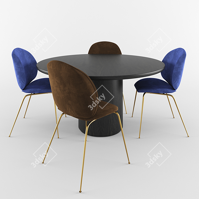 Elegant Dining Set: Gubi Beetle Chair & Table 3D model image 1