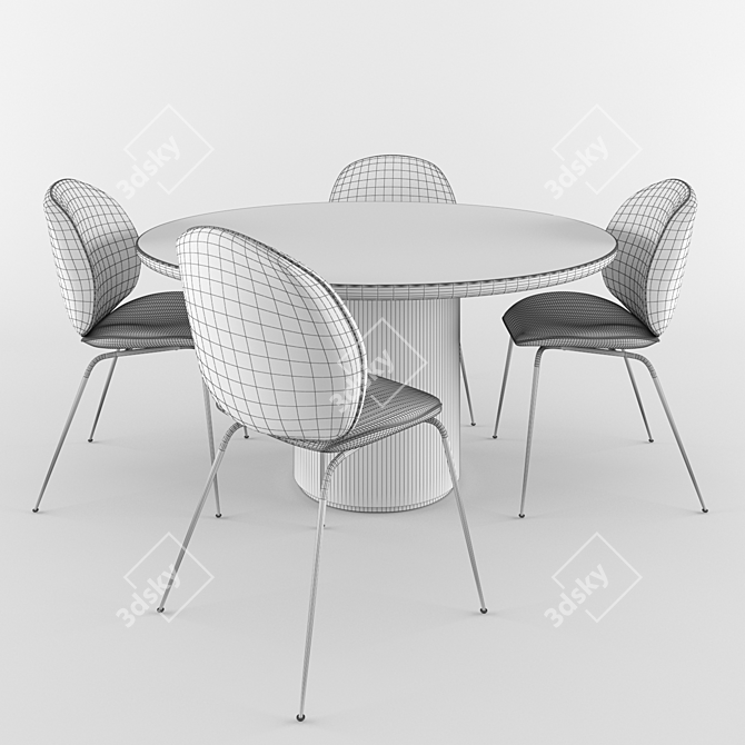 Elegant Dining Set: Gubi Beetle Chair & Table 3D model image 2