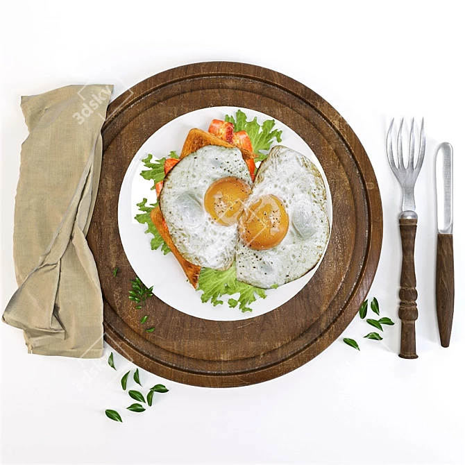 Sizzling Sunny-Side Up Eggs 3D model image 1