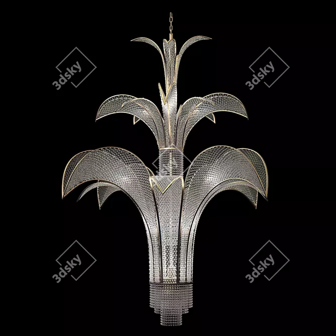 Parisian Art Deco Chandelier: Exquisite Design and Craftsmanship 3D model image 1