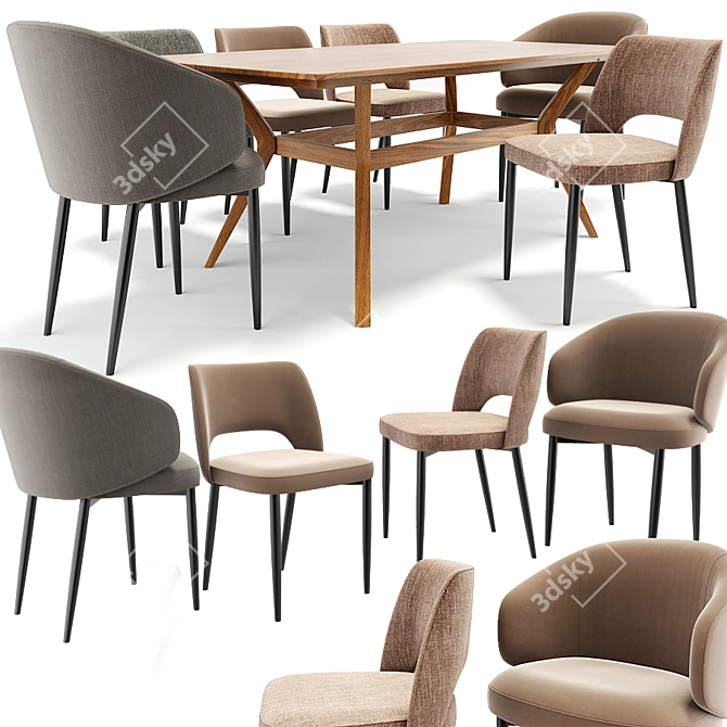 Modern Dining Table Set with 3D Max 2011 & V-Ray 3D model image 1