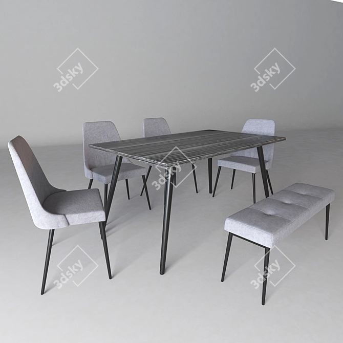 Sleek Kuryakin Dining Set 3D model image 1