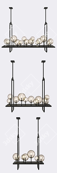 Industrial Style LED Candle Chandeliers 3D model image 2