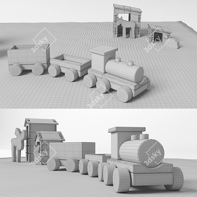 Woodland Train Set with Playmat 3D model image 2