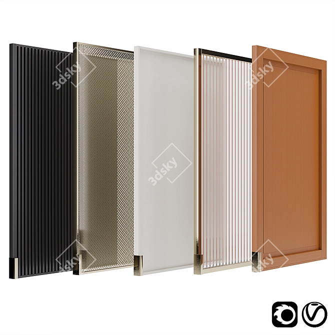 Versatile Cabinet Doors Set - Multiple Colors & Materials 3D model image 1