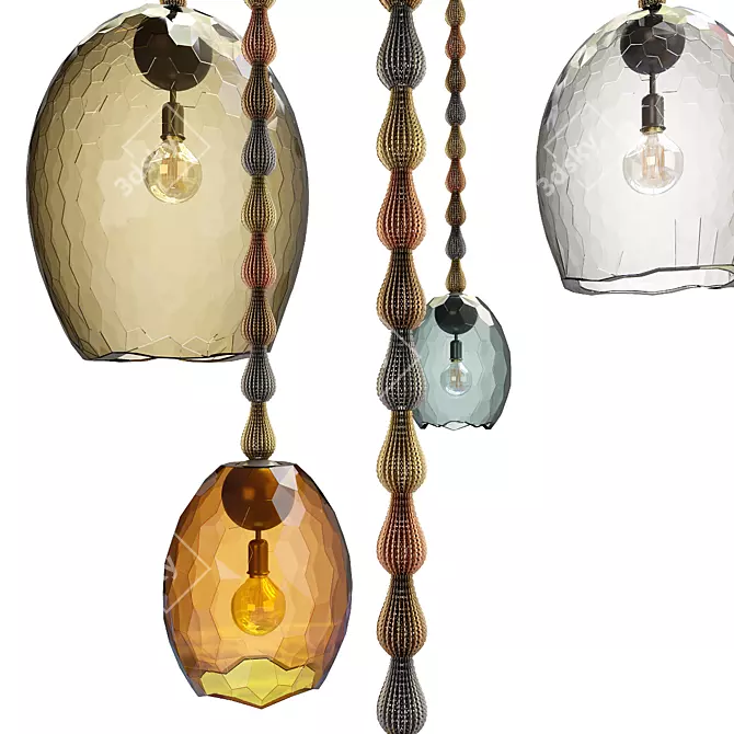 Frosty Glow Pendant Chandelier 3D model image 2