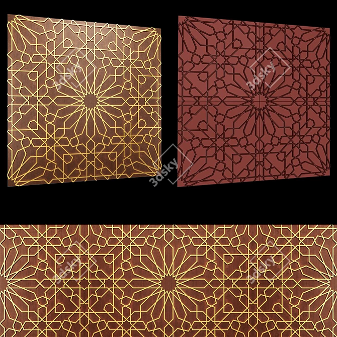 Elegant Islamic Wall Panel 3D model image 2