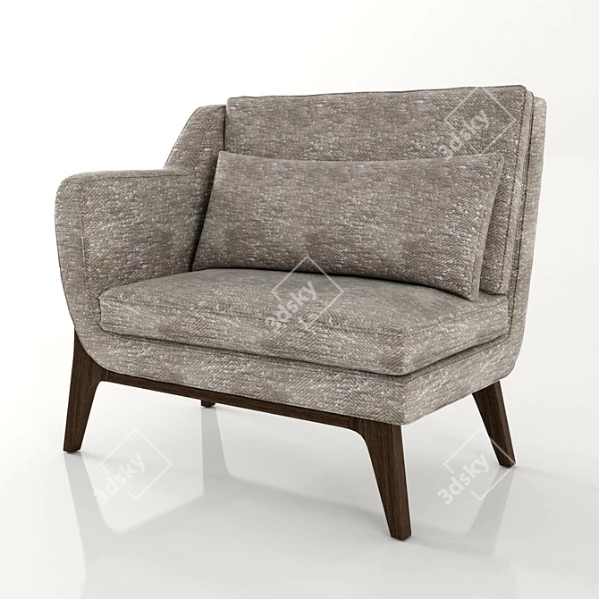 Glorious Wood-Frame Armchair 3D model image 1