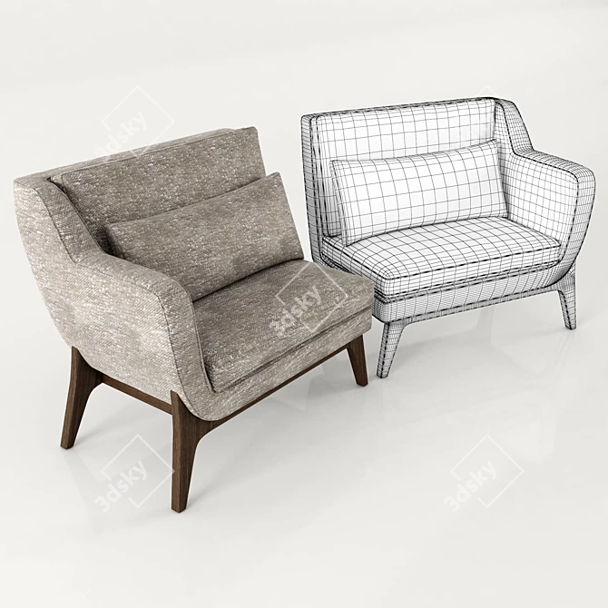 Glorious Wood-Frame Armchair 3D model image 2