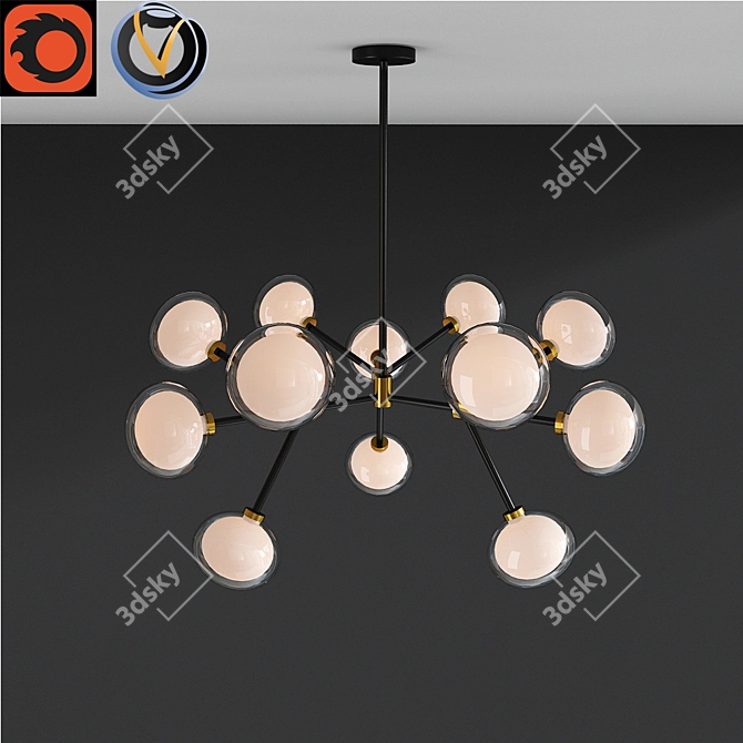 Modern Glass Double Globe Pendant 3D model image 1