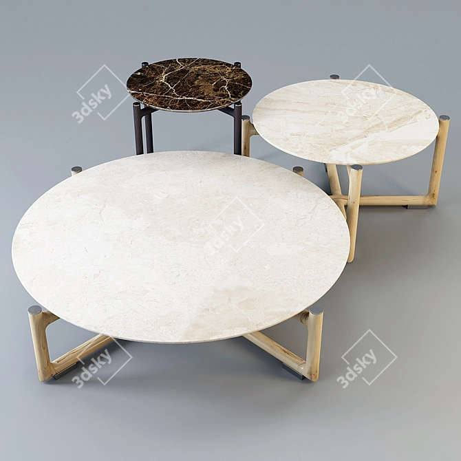 Elegant Wood and Marble Coffee Table - Mood by Flexform 3D model image 1