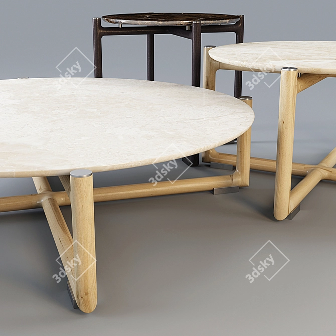 Elegant Wood and Marble Coffee Table - Mood by Flexform 3D model image 2