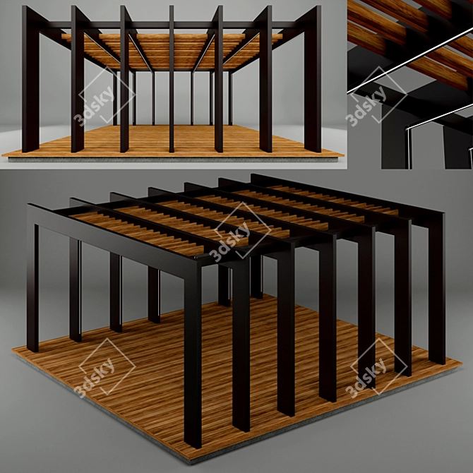 Spacious Arbor Gazebo 3D model image 1