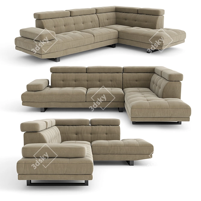 Modern Petitt Sectional Sofa: Stylish Comfort for Your Living Space 3D model image 1