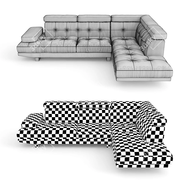 Modern Petitt Sectional Sofa: Stylish Comfort for Your Living Space 3D model image 3