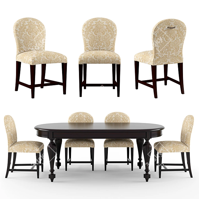 Modern Italian Canova Table and Flo Chair Set 3D model image 1