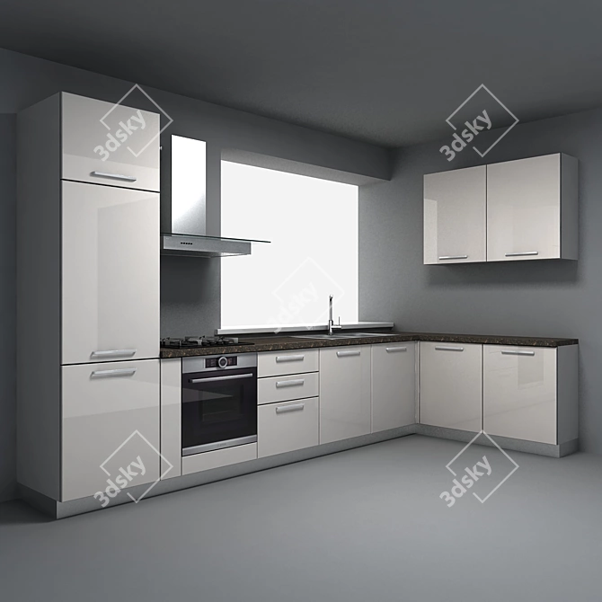 Romanian Kitchen Furniture Set 3D model image 1