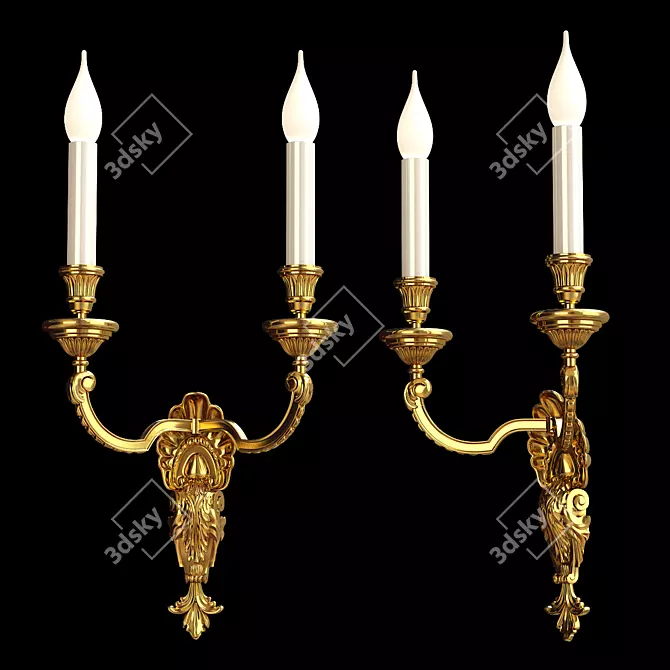 Elegant French Wall Lamp 3D model image 1